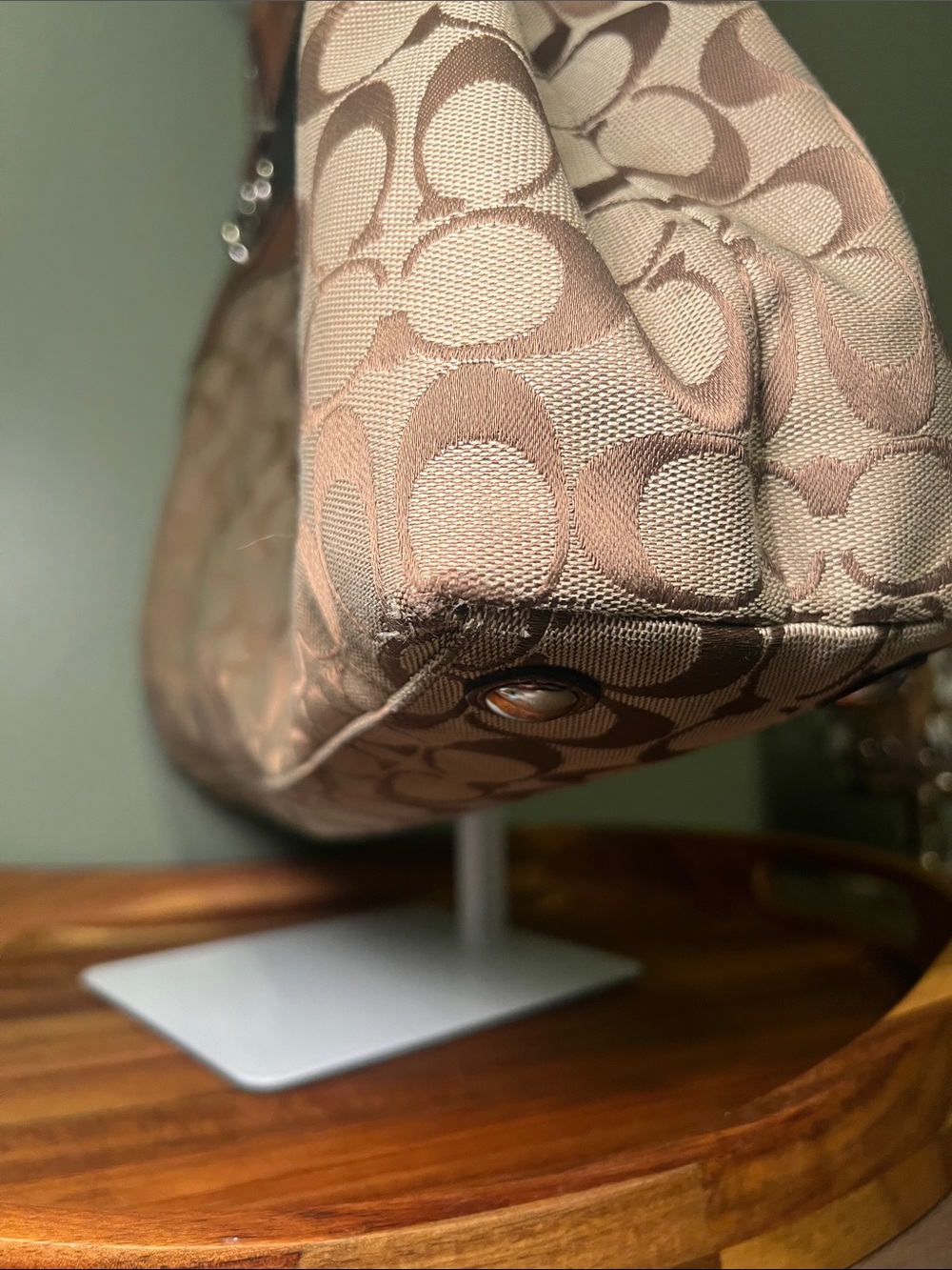 Coach Penelope Signature Jacquard Shoulder Tote with Brown Leather Trim - Picture 5 of 14